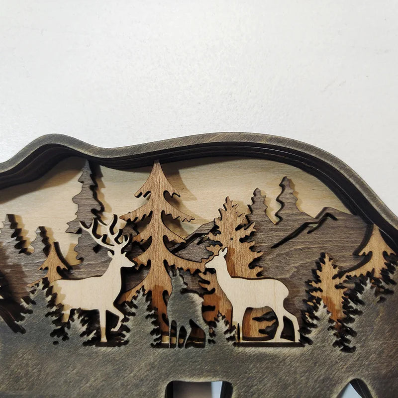 Wooden Animal Wolf Statue Creativity Wolf Totem Office Home Decorate Crafts Christmas Gift North Forest Elk Brown Bear Ornaments by HARMONYA STORE