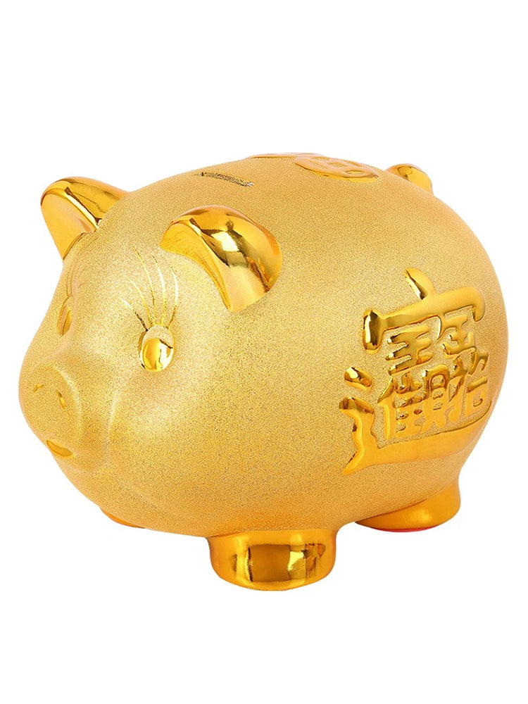 Creative Golden Pig Ceramic Piggy Bank 2023 New Kids Coin Bank Cute Cartoon Piggy Bank Gift Craft Money Box Savings Home Decor by HARMONYA STORE