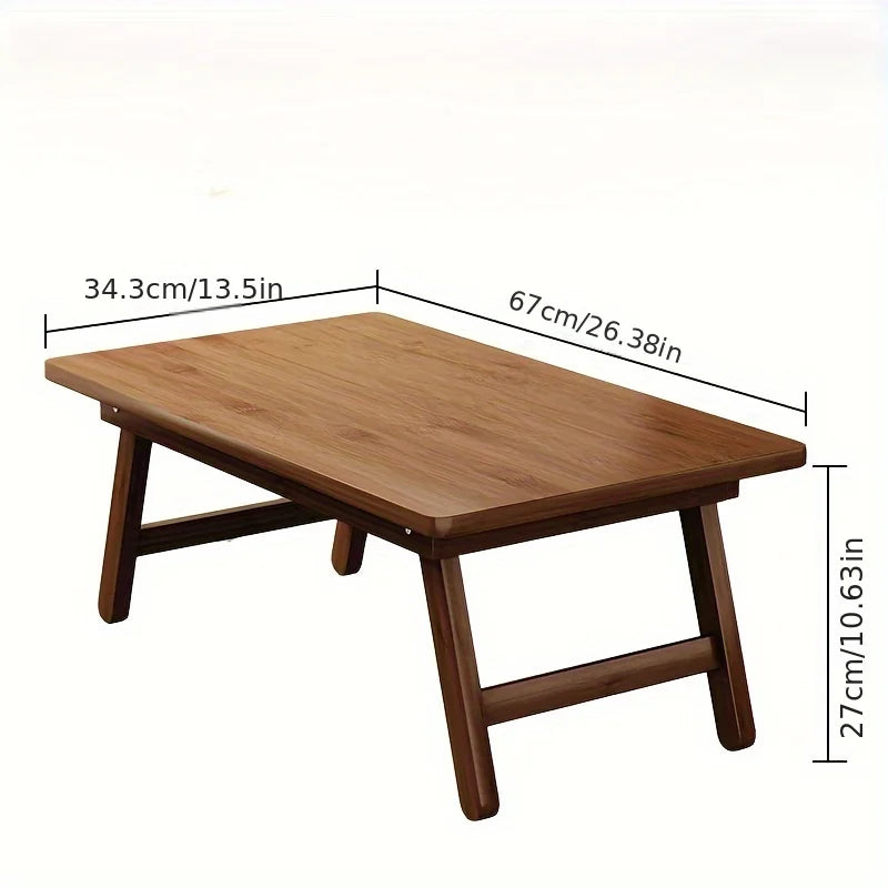 Versatile Foldable Coffee Table - Brown, Bamboo Top, Contemporary Style for Bay Window, Balcony, or Study Area, tea table by HARMONYA STORE