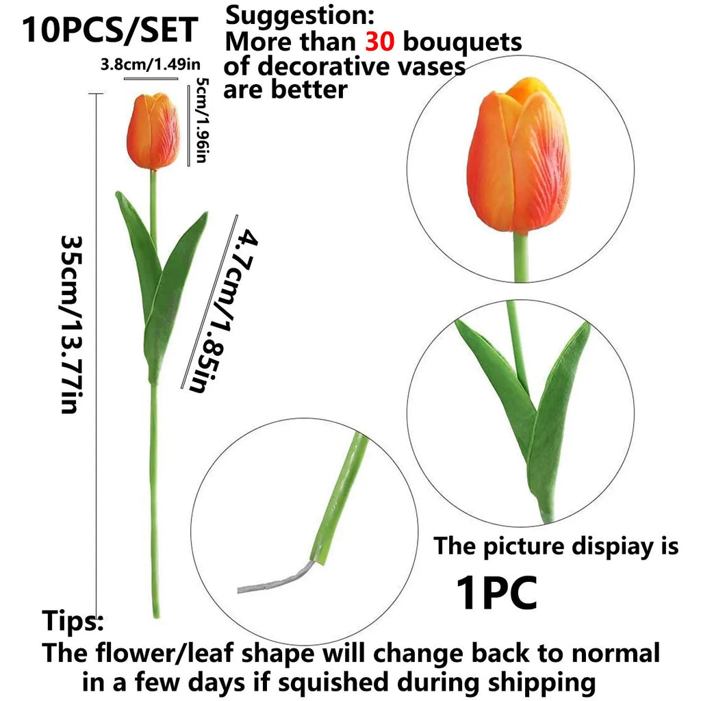 10Pcs Artificial Flower Realistic Touch Tulip Scrapbooking Vase Home Decor Wedding Garden Arch Garland Mother's Day Bouquet diy by HARMONYA STORE