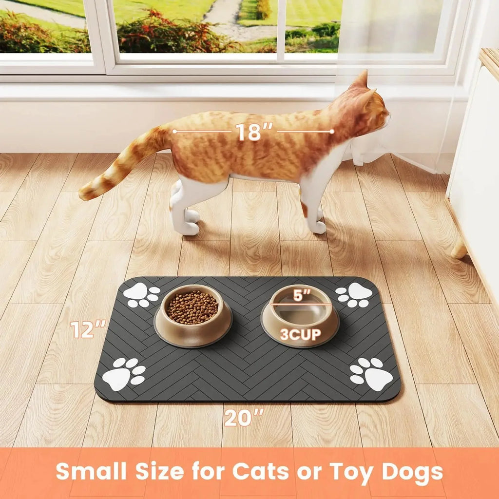 Pet Feeding Mat-Absorbent Pet Placemat Rubber Backing Quick Dry Water Mat for Dog Cat for Food and Water Bowl with Waterproof by HARMONYA STORE