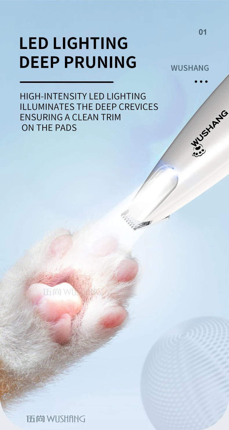 Pet Dog Electric Groomer Trimmer with LED Light Waterproof Pet Foot Hair Trimmer Low Noise Cat Dog Face Foot Ear Hip Paw Shaver by HARMONYA STORE