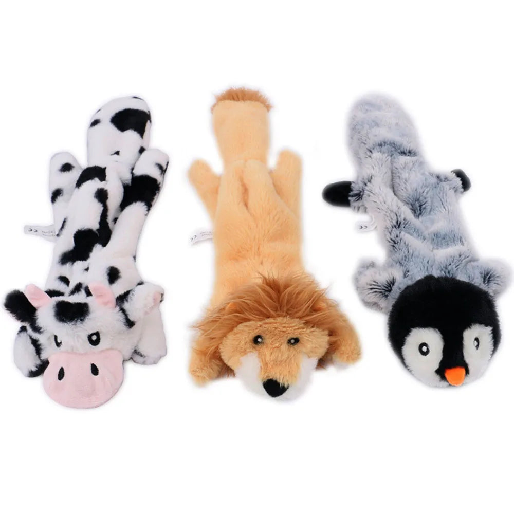 Funny Simulated Animal No Stuffing Dog Toy with Squeakers Durable Stuffingless Plush Squeaky Dog Chew Toy Crinkle Pet Squeak Toy by HARMONYA STORE