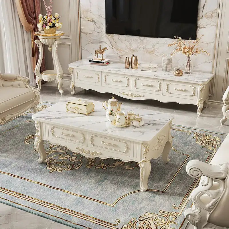 Home Light luxury modern simple 140cm coffee table 180cm TV cabinet combination set side tables tv stand living room furniture by DSERS