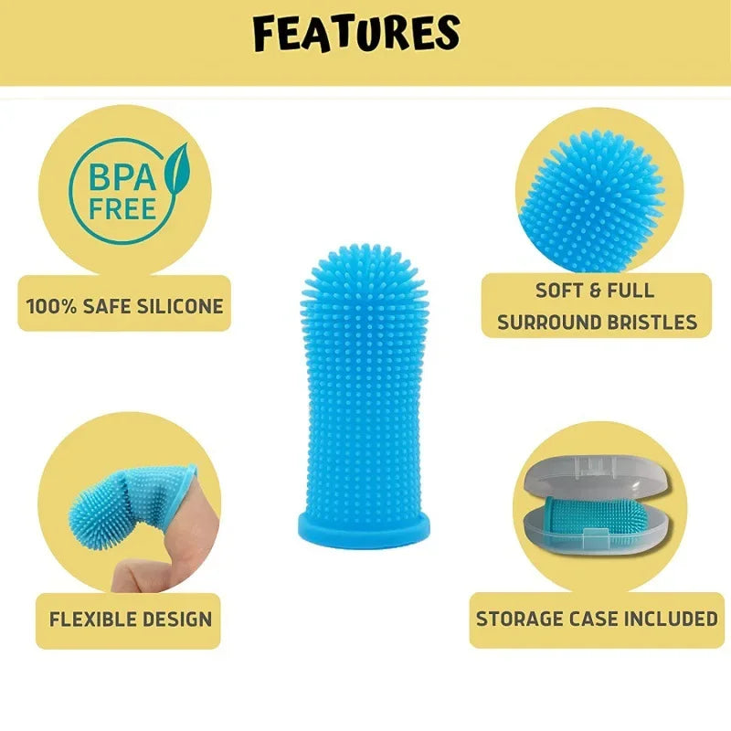 Dog Super Soft pet Finger Toothbrush Teeth Cleaning Breath Care Nontoxic Silicone Tooth Brush Cat dog toothbrush pet products by HARMONYA STORE