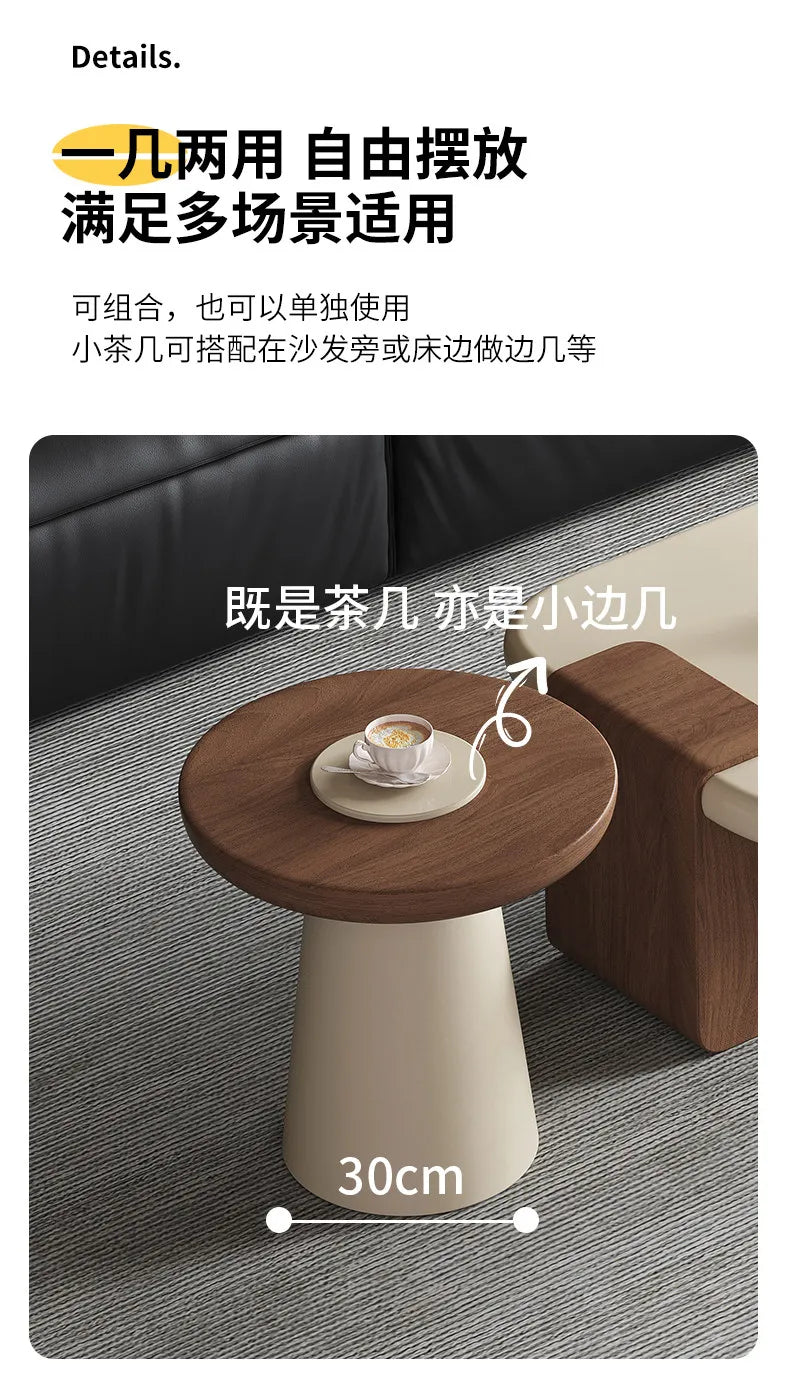 Modern Coffee Table Living Room Small Marble Side Table Glass Round Center Table Nordic Japandi Wabi Sabi Minimalist Furniture by HARMONYA STORE