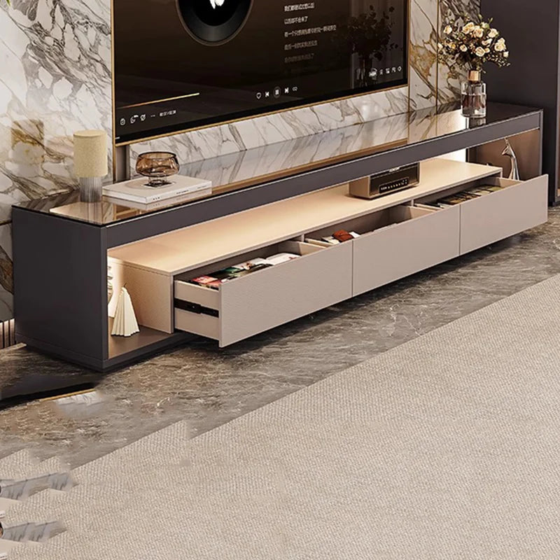 Glas Transparent Tv Table Cabinet Storage Luxury Floor Modern Tv Table Entertainment Center Meuble Television Salon Furnitures by HARMONYA STORE