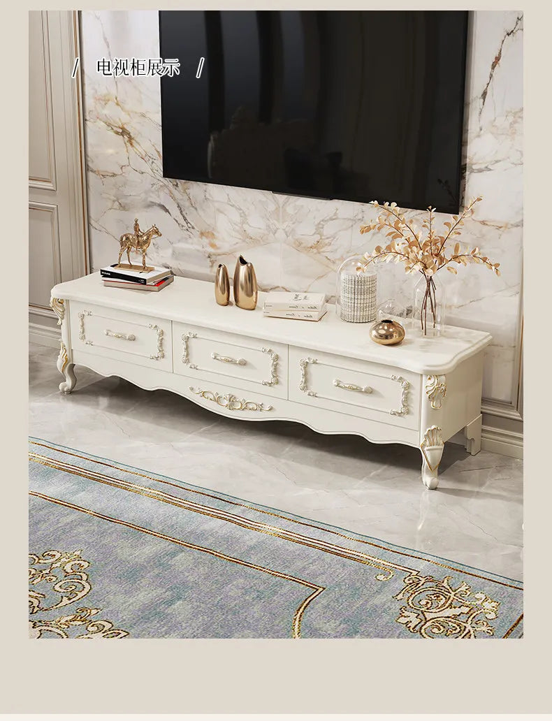 Home Light luxury modern simple 140cm coffee table 180cm TV cabinet combination set side tables tv stand living room furniture by HARMONYA STORE