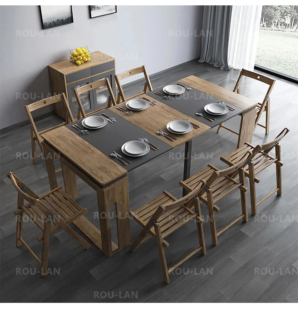 Modern Extendable Dining Table Rectangle Sideboard With Storage by HARMONYA STORE