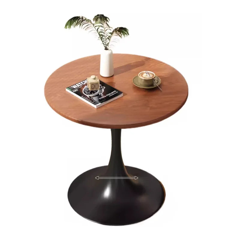 Modern tulip round table, household wooden dining table, negotiation tea table, coffee round table, carbon steel metal base by HARMONYA STORE