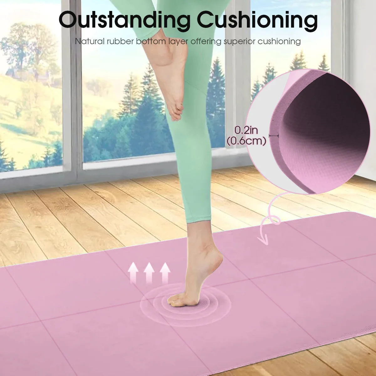 Yoga Mat Pilates Fitness Mat 3/4/6mm Thicknes Non Slip Yoga Cushion Travel Fitness Exercise Pad for Women Home Gym Floor Workout by HARMONYA STORE