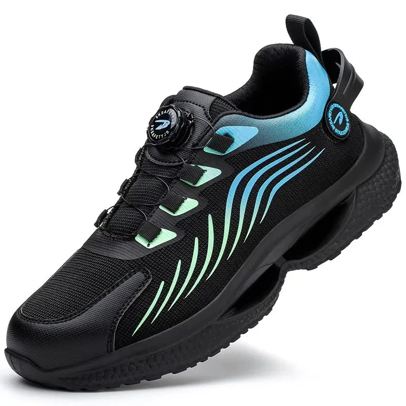 Rotating Button New Safety Shoes Men Anti-smash Anti-puncture Work Shoes Fashion Men Sport Shoes Security Protective Boots Men by HARMONYA STORE