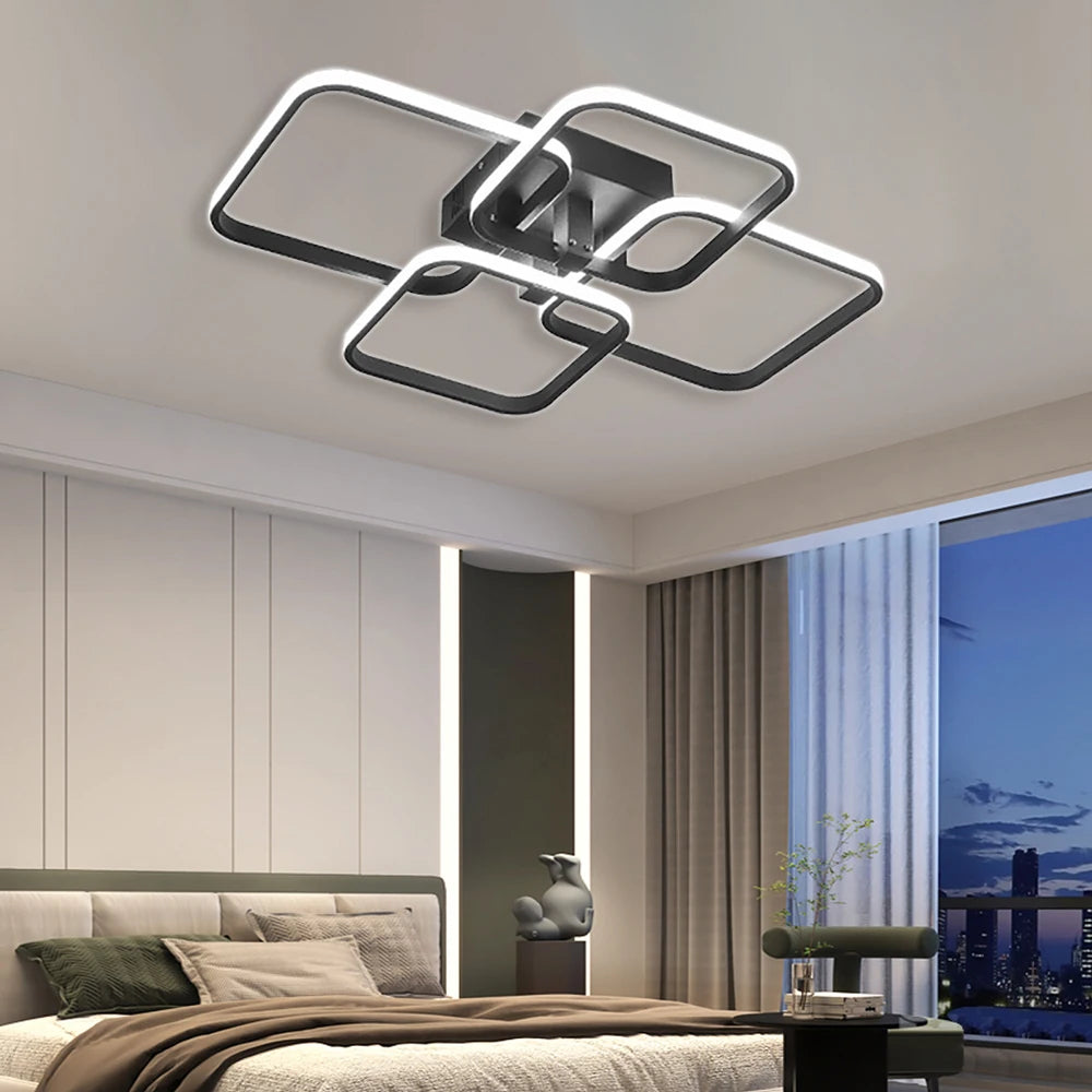 Nordic LED Ceiling Lamp Square Aluminium Balck White Home Decor For Living Room Bedroom Restaurant Indoor Lighting Fixtures by HARMONYA STORE