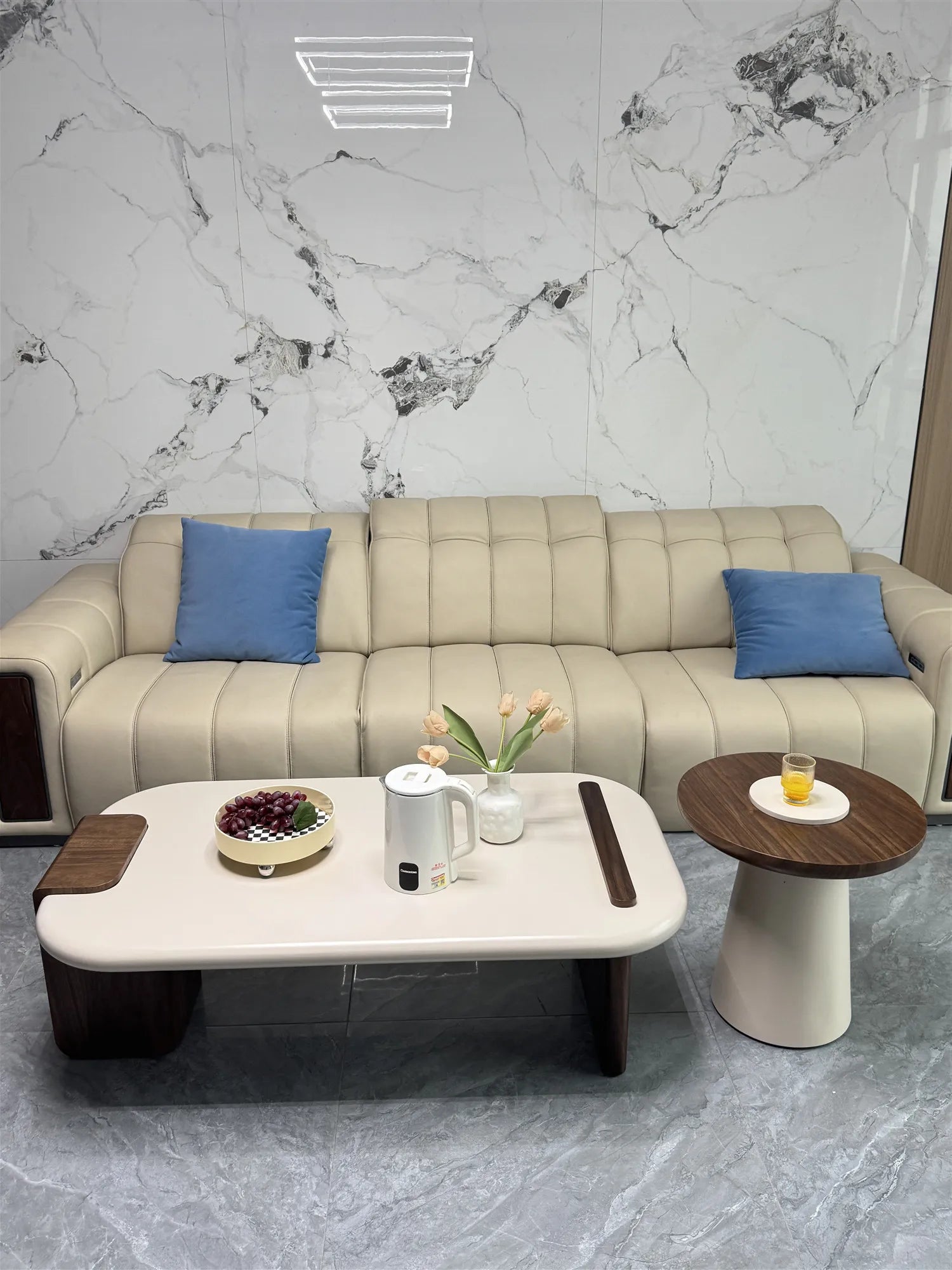 Modern Coffee Table Living Room Small Marble Side Table Glass Round Center Table Nordic Japandi Wabi Sabi Minimalist Furniture by HARMONYA STORE