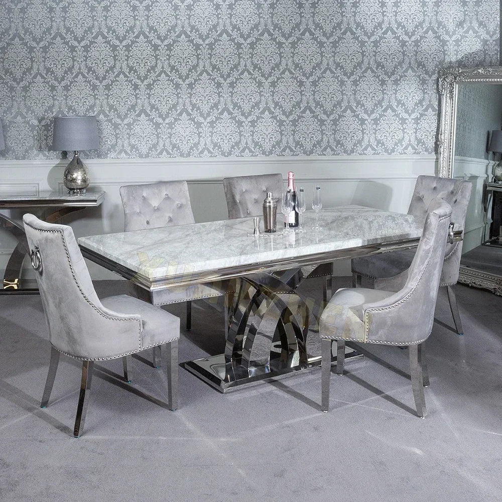 Modern Dining Table Set 6 Seater Marble Table Luxury Dining Tables Living Room, Furniture by HARMONYA STORE
