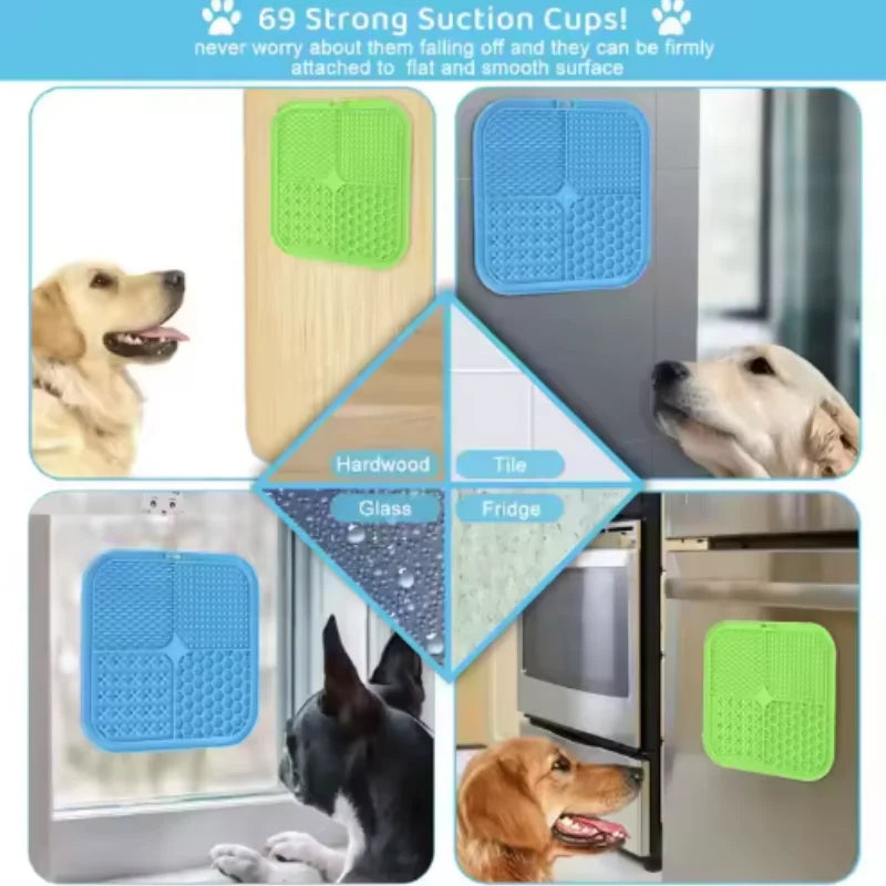 Pet Lick Silicone Mat Dogs Pet Slow Food Plate for Dog Bathing Distraction Silicone Dog Sucker Food Training Dog Feeder Supplies by HARMONYA STORE