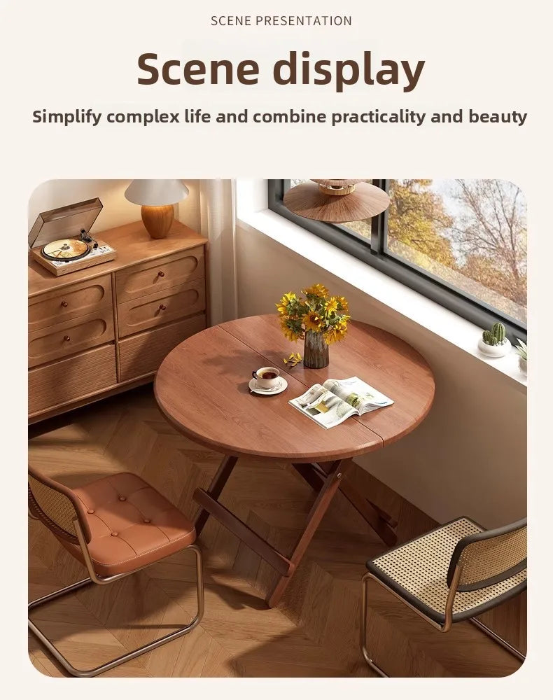 Sturdy Folding Dining Table - No Assembly Needed, Strong Stable Desk for Kitchen, Study & Office, round dining table,small table by HARMONYA STORE