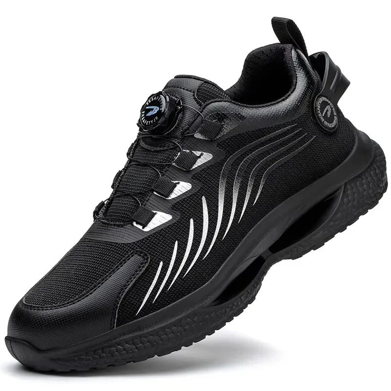 Rotating Button New Safety Shoes Men Anti-smash Anti-puncture Work Shoes Fashion Men Sport Shoes Security Protective Boots Men by HARMONYA STORE