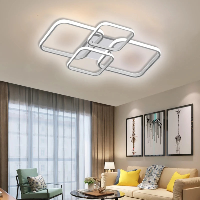 Nordic LED Ceiling Lamp Square Aluminium Balck White Home Decor For Living Room Bedroom Restaurant Indoor Lighting Fixtures by HARMONYA STORE