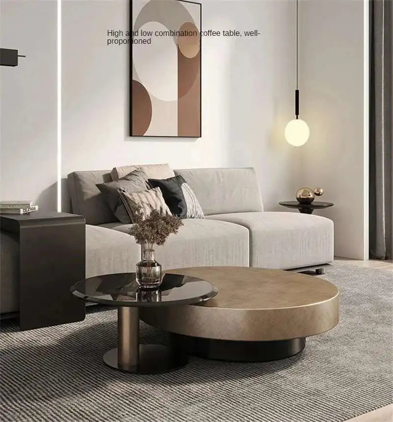 Designer Stainless Steel Coffee Tables European Luxury Round Tea Table Living Room Furniture Italian Tempered Glass Side Table by HARMONYA STORE