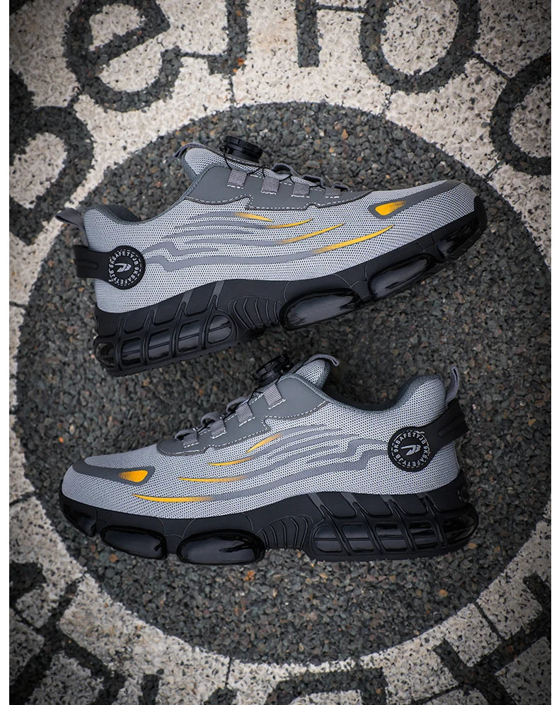 Rotating Button New Safety Shoes Men Anti-smash Anti-puncture Work Shoes Fashion Men Sport Shoes Security Protective Boots Men by HARMONYA STORE