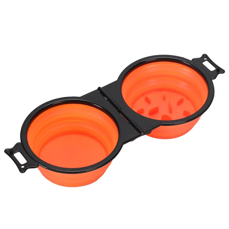 1-piece 2-in-1 Foldable Dual Bowl Feeding Bowl Portable Outdoor Travel Dog Cat Drinking Bowl Pet Supplies Outdoor Feeding Water by HARMONYA STORE