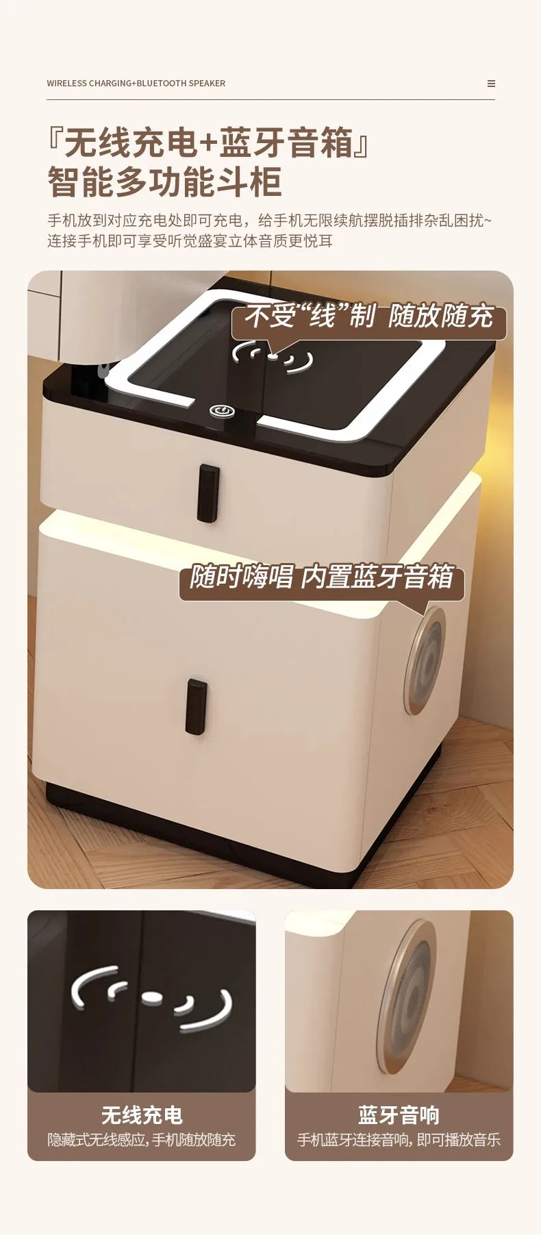 Modern Minimalist Dressing Table Woman Makeup Desk Bedroom Wireless Charging Bedside Table Mirror Stool Comfortable Furniture by HARMONYA STORE
