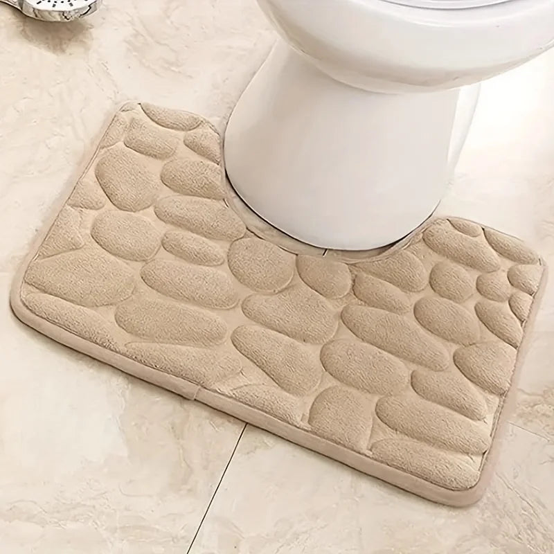 Washroom toilet foot mat U-shaped floor mat waterproof pad Bathroom bathroom water absorption anti-skid pad by HARMONYA STORE
