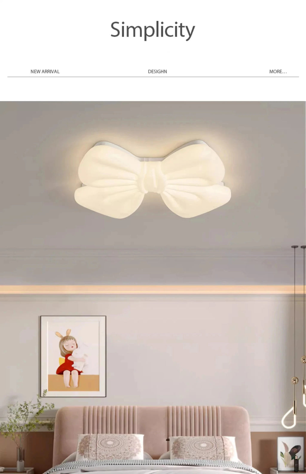 Creative Butterfly Knot Bedroom Led Ceiling Chandelier Modern Children's Room Lamp Home Decorate Living Room Dining Lamp Fixture by HARMONYA STORE