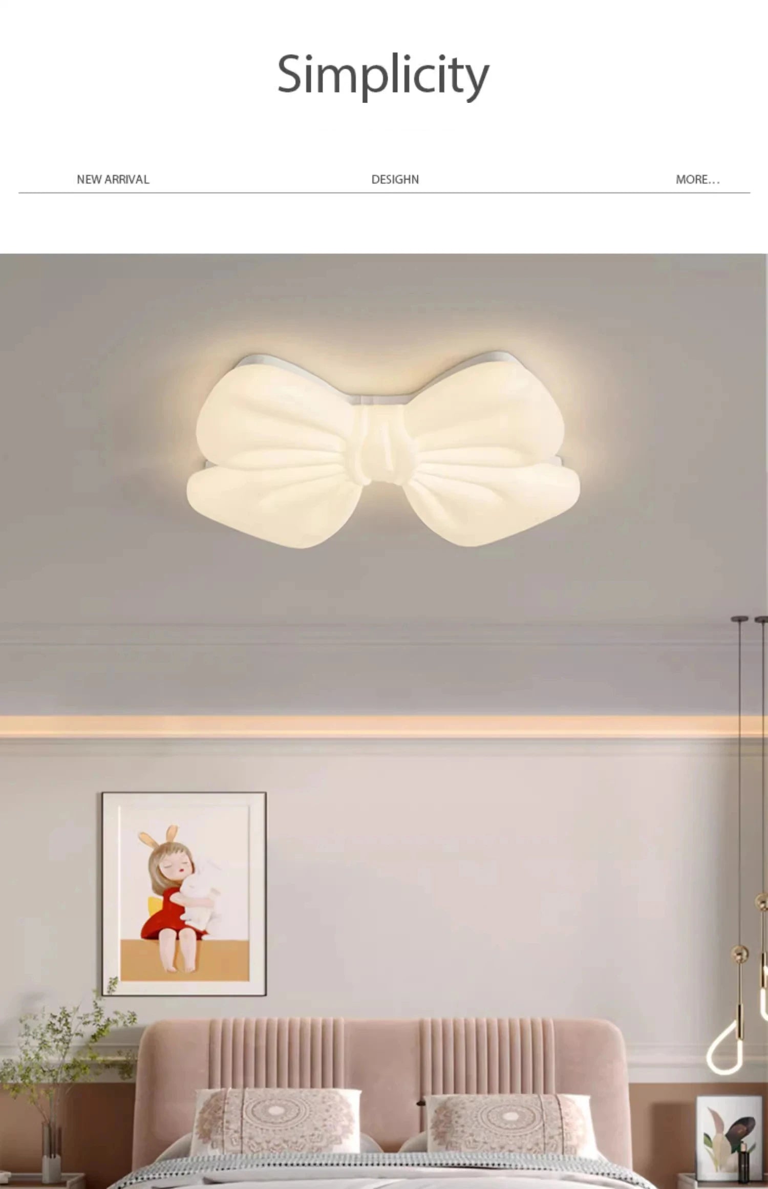 Creative Butterfly Knot Bedroom Led Ceiling Chandelier Modern Children's Room Lamp Home Decorate Living Room Dining Lamp Fixture by HARMONYA STORE