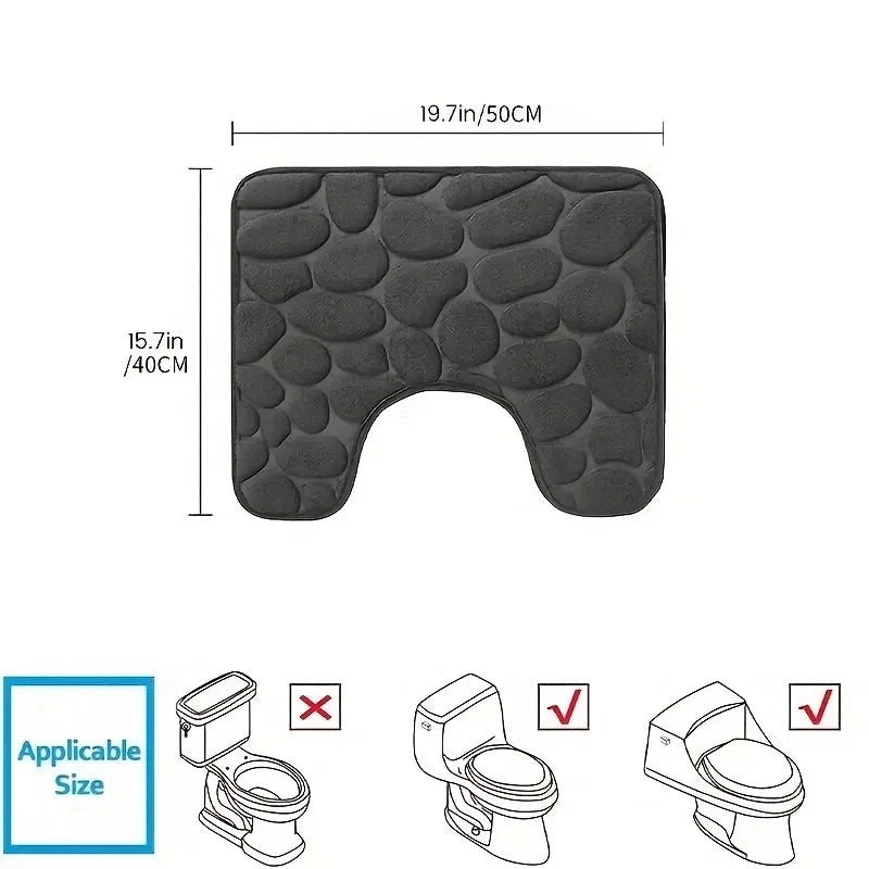 Washroom toilet foot mat U-shaped floor mat waterproof pad Bathroom bathroom water absorption anti-skid pad by HARMONYA STORE