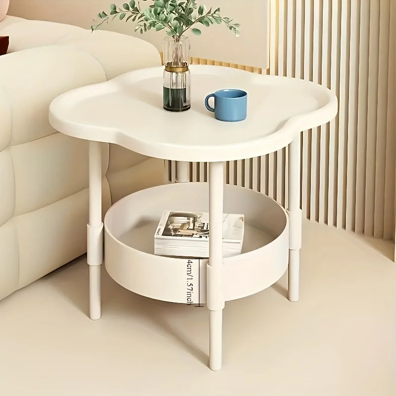 [Stylish Side Table] Stylish Modern Round Side Table with Storage Shelf | Space-Saving, Lightweight for Living Room, Bedroom by HARMONYA STORE