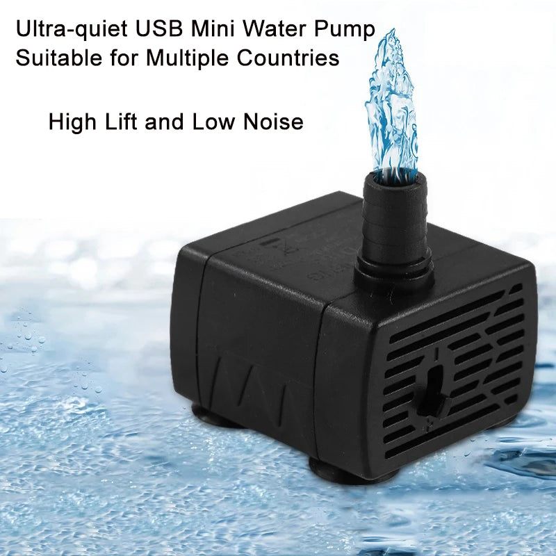 Ultra Quiet USB Aquarium Fish Tank Filtration Pump Mini Pet Fountain Submersible Adjustable Flow Water Circulation Pump 5V 5W by HARMONYA STORE