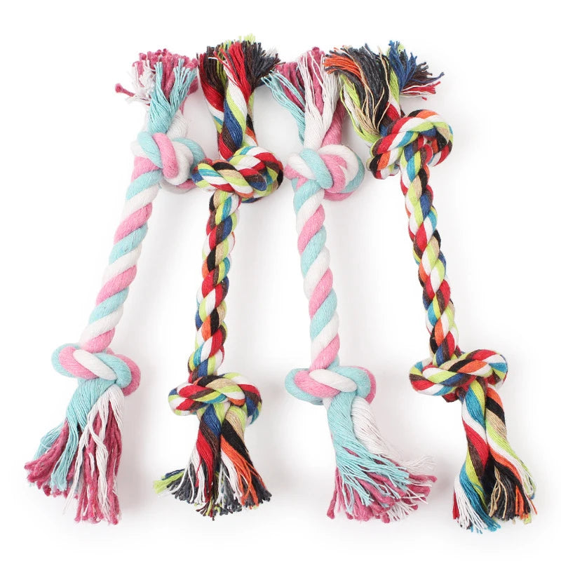 Random Color Pet Dog Toy Bite Rope Double Knot Cotton Rope Funny Cat Toy Bite Resistant and Sharp Teeth Pet Supplies Puppy Toys by HARMONYA STORE
