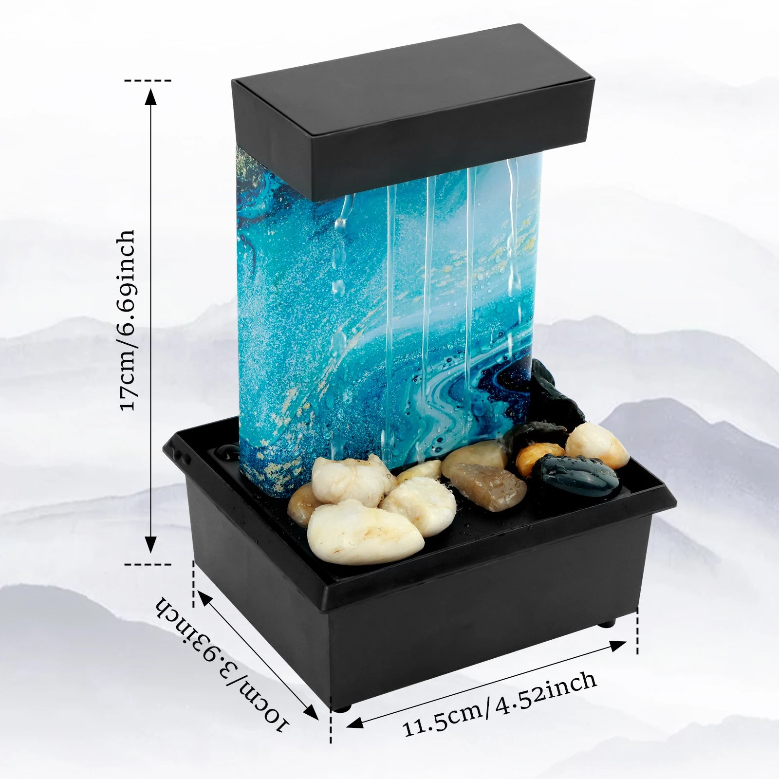 Tabletop Waterfall Home Decor Relaxation Meditation Desktop Fountain with Soft Lights Flowing Water Ornaments Mother's Day Gifts by HARMONYA STORE