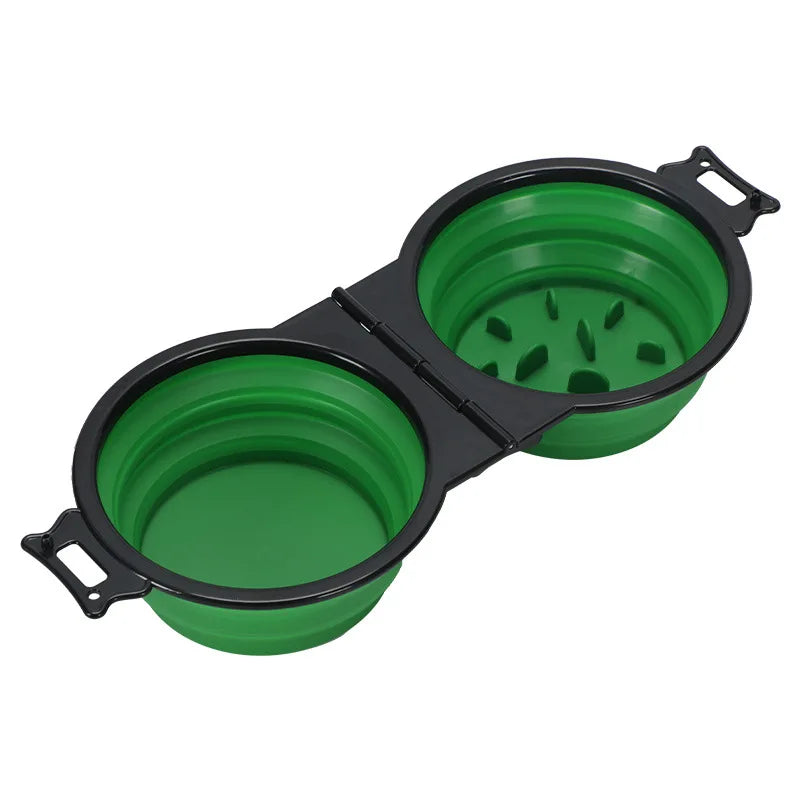 1-piece 2-in-1 Foldable Dual Bowl Feeding Bowl Portable Outdoor Travel Dog Cat Drinking Bowl Pet Supplies Outdoor Feeding Water by HARMONYA STORE