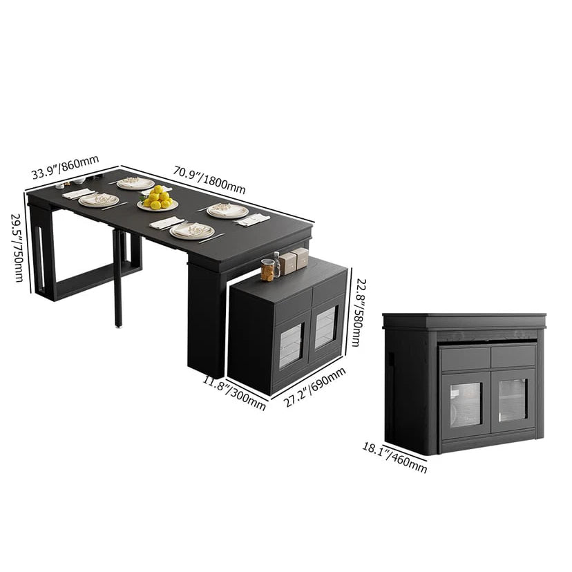 Modern Extendable Dining Table Rectangle Sideboard With Storage by HARMONYA STORE