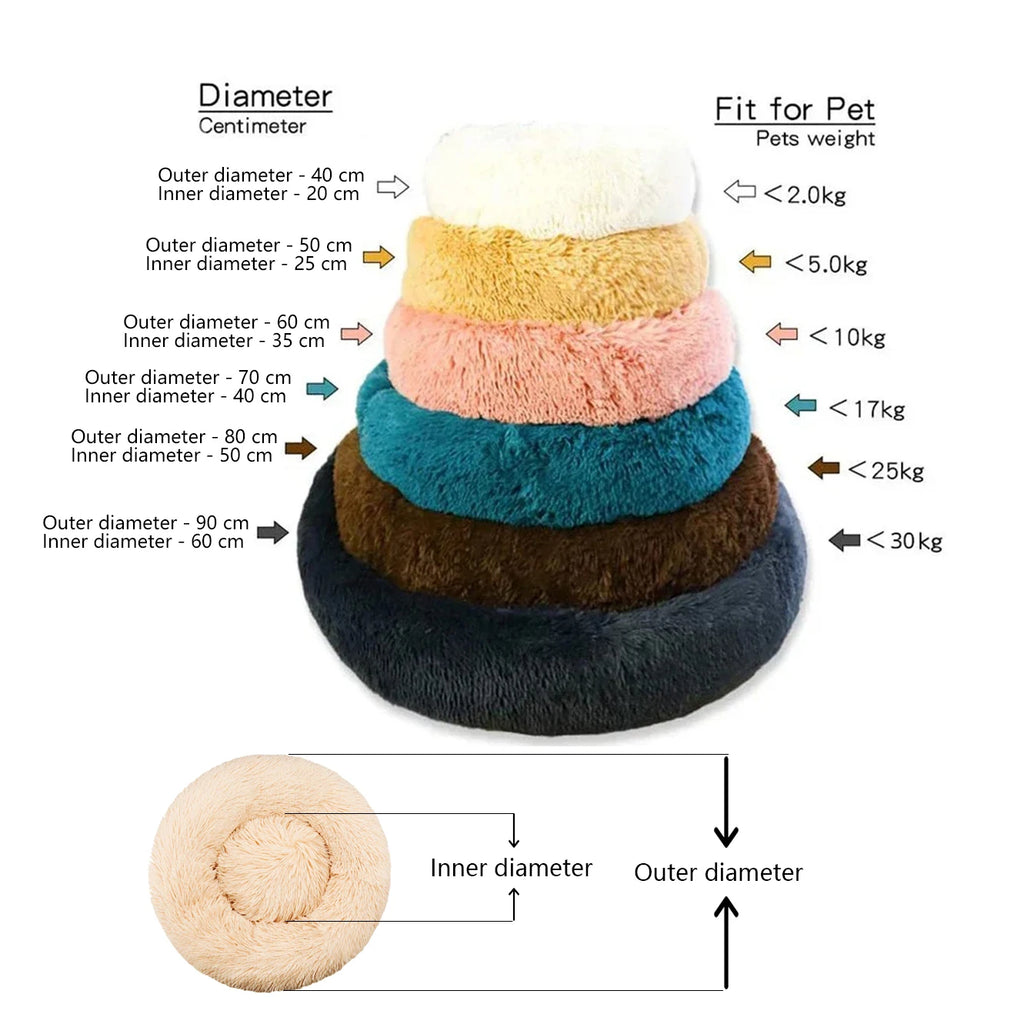 40-90cm 6 Sizes Round Pet Bed for Large Dog Bed Super Soft Cat Bed Plush Dog House for Medium Dog House Winter Warm Sleeping by HARMONYA STORE