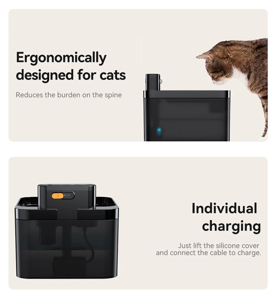 ROJECO Wireless Automatic Cat Water Fountain 2600mAh Pet Water Dispenser For Dog Cat Infrared Sensor Smart Pet Drinkier Fountain by HARMONYA STORE