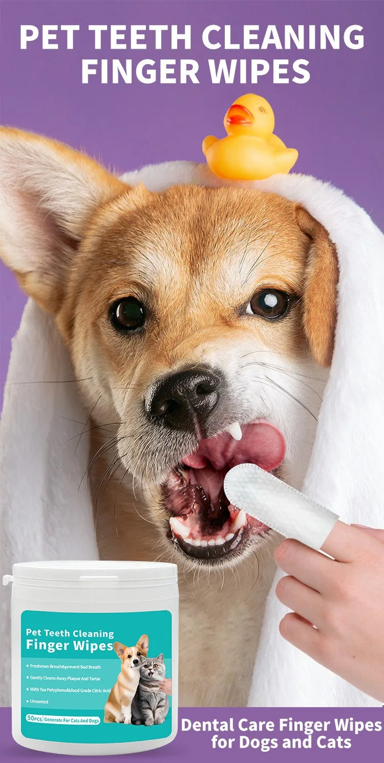 Pet cleaning products Disposable finger toothbrush Pet teeth cleaning finger covers wet wipes Dog and cat oral cleaning by HARMONYA STORE