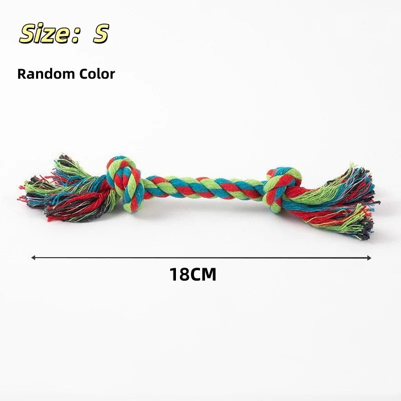 Random Color Pet Dog Toy Bite Rope Double Knot Cotton Rope Funny Cat Toy Bite Resistant and Sharp Teeth Pet Supplies Puppy Toys by HARMONYA STORE