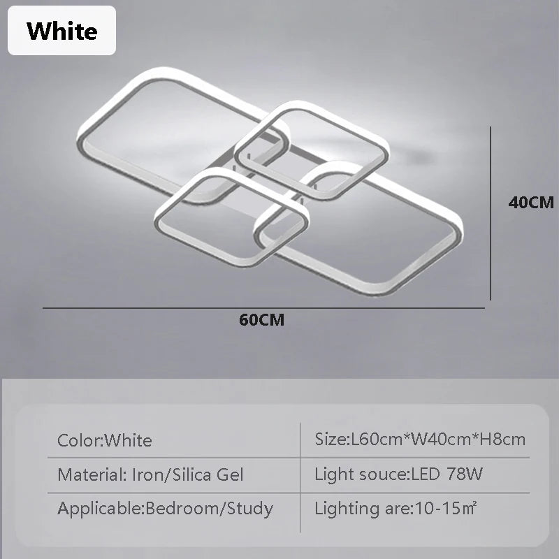 Nordic LED Ceiling Lamp Square Aluminium Balck White Home Decor For Living Room Bedroom Restaurant Indoor Lighting Fixtures by HARMONYA STORE