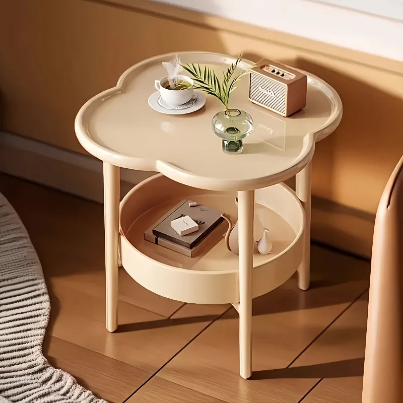 [Stylish Side Table] Stylish Modern Round Side Table with Storage Shelf | Space-Saving, Lightweight for Living Room, Bedroom by HARMONYA STORE