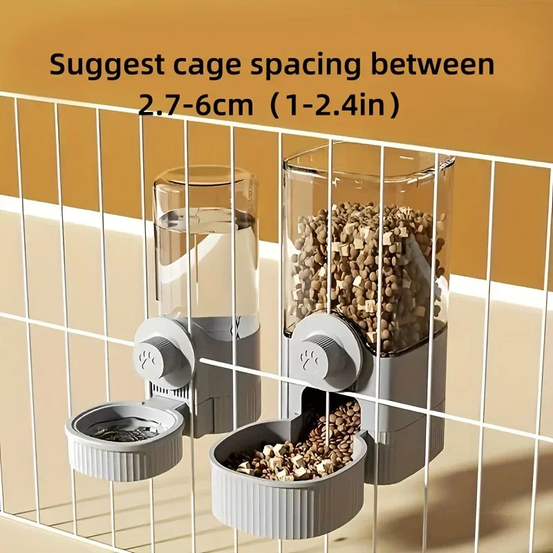 new tepy Hanging Automatic Pet Food Feeder/Water Dispenser, Gravity Cat Auto Feeder Waterer Set With Container Bowl For Cage by HARMONYA STORE