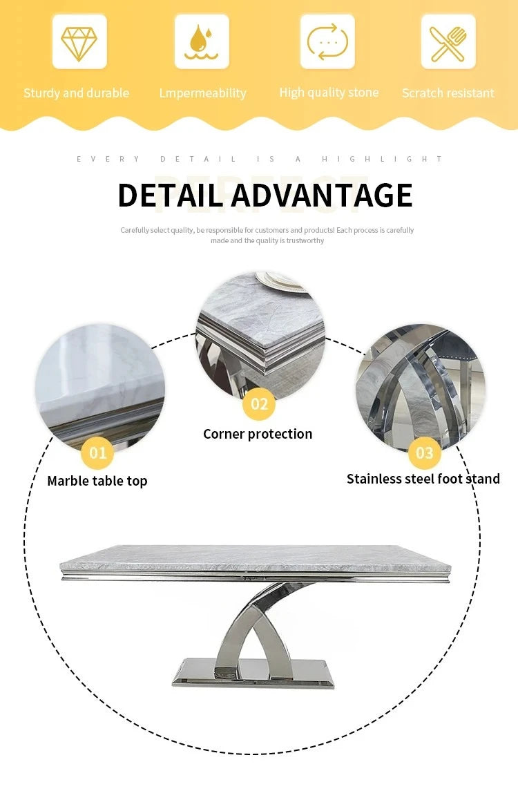 Modern Dining Table Set 6 Seater Marble Table Luxury Dining Tables Living Room, Furniture by HARMONYA STORE