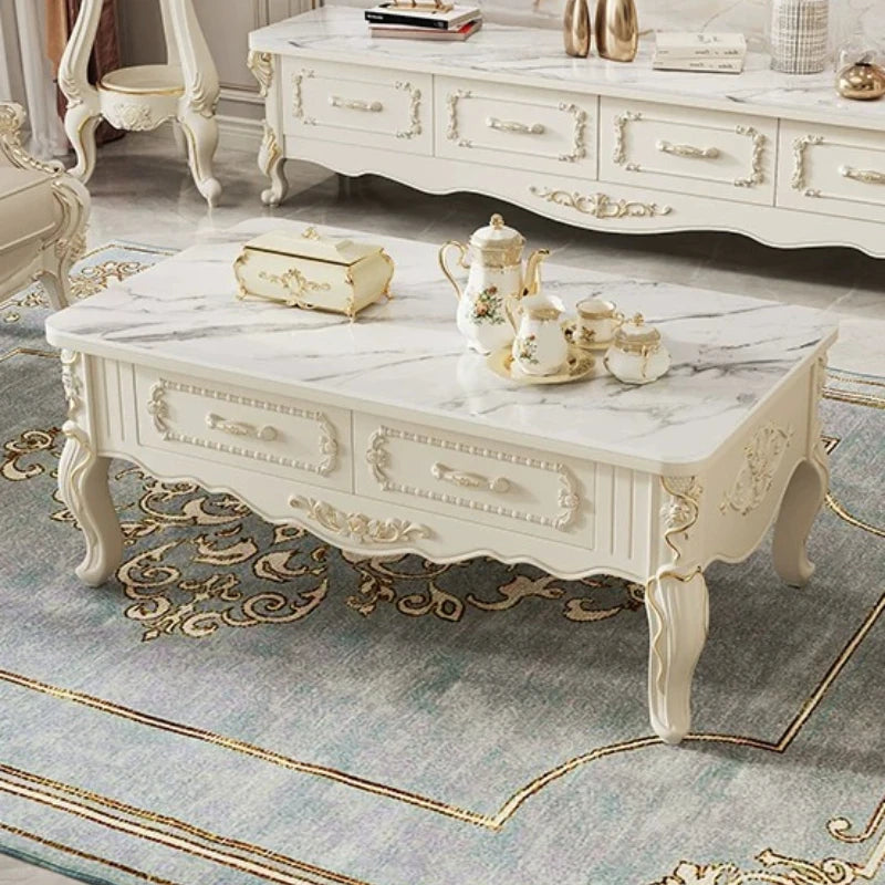 Home Light luxury modern simple 140cm coffee table 180cm TV cabinet combination set side tables tv stand living room furniture by HARMONYA STORE