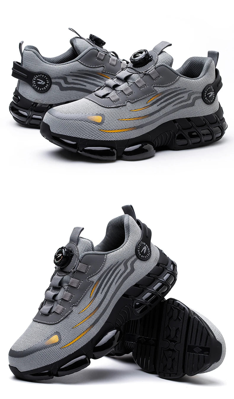Rotating Button New Safety Shoes Men Anti-smash Anti-puncture Work Shoes Fashion Men Sport Shoes Security Protective Boots Men by HARMONYA STORE