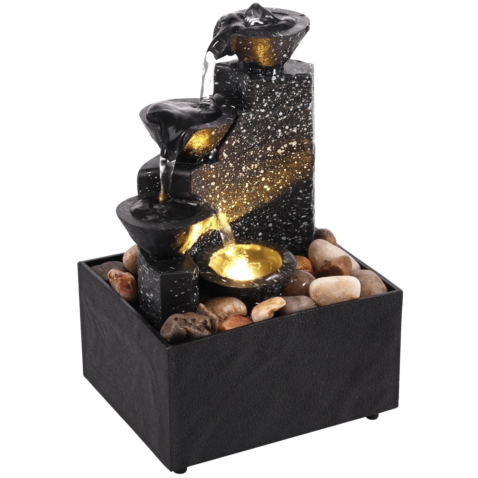 Tabletop Waterfall Home Decor Relaxation Meditation Desktop Fountain with Soft Lights Flowing Water Ornaments Mother's Day Gifts by HARMONYA STORE