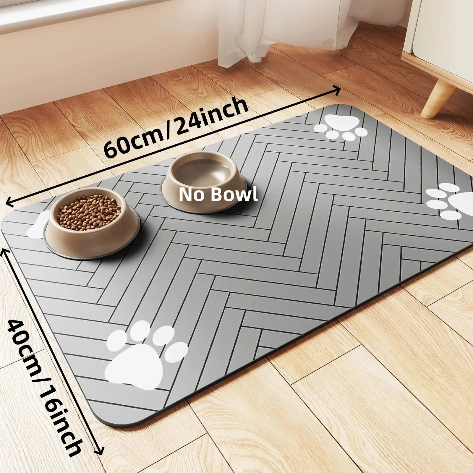 Pet Feeding Mat-Absorbent Pet Placemat Rubber Backing Quick Dry Water Mat for Dog Cat for Food and Water Bowl with Waterproof by HARMONYA STORE