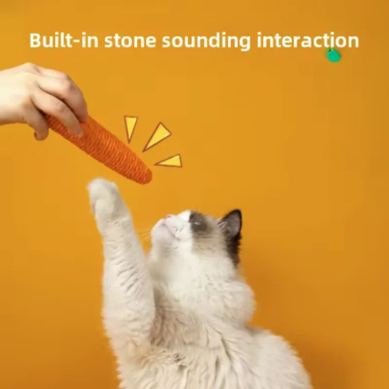 Fun Cat Teething Stick Sound Carrot Cuddle Toy Anti-Bite Scratch Board Pet Supplies for Interactive Entertainment by HARMONYA STORE